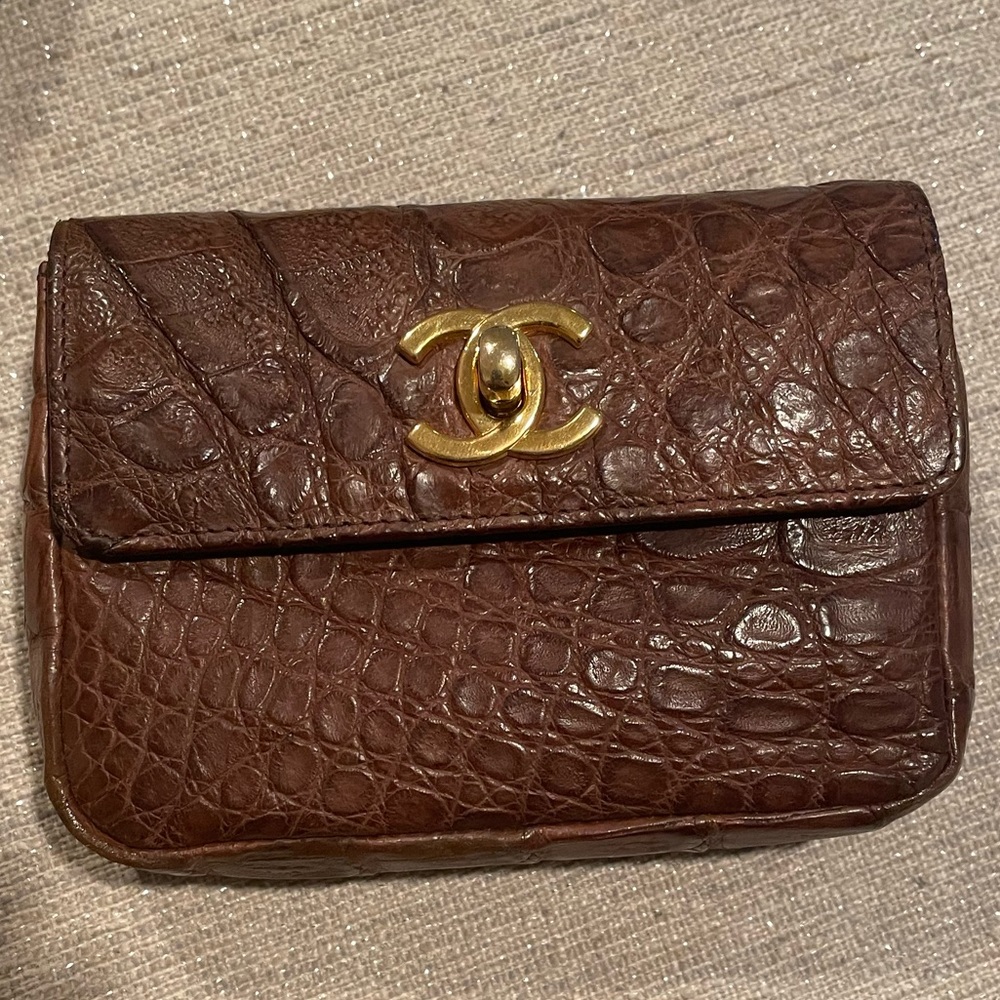 RARE Chanel vintage crocodile alligator waist belt bumbag 24k plated